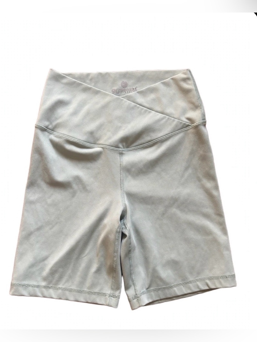 90 Degree by Reflex Size S Sage Green Crossover 7" Biker Shorts High Waist